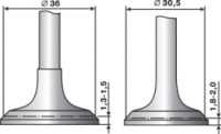 Предельные размеры при шлифовании фасок клапанов: I — впускного клапана; II — выпускного клапана 